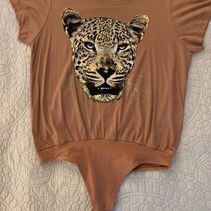 Daydreamer X Free People Leopard logo bodysuit